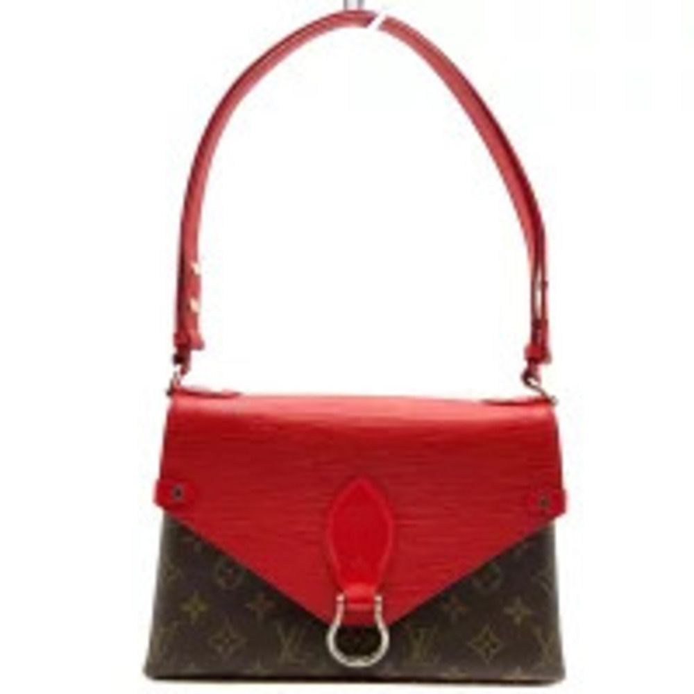 LOUIS VUITTON Saint Michel Epi Shoulder Bag Crossbody Coquelicot Red Brown